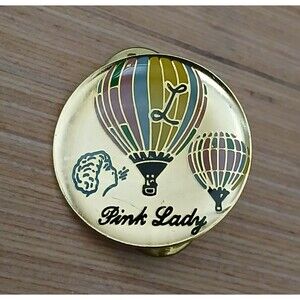Pink Lady Hot Air Balloon Pin Vintage Collectible Gold Tone Gift Idea